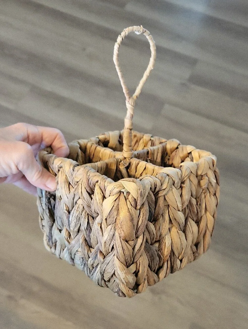 Pier 1 Natural Brown Woven Utensil Caddy with Handle